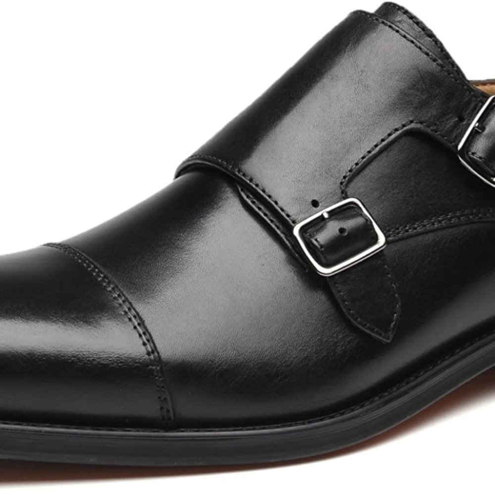NEW IN BOX!! SIZE 10- La Milano Mens Double Monk Strap Slip on Loafer Cap Toe Le